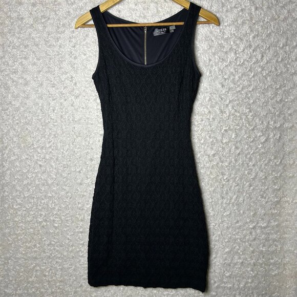 Guess Los Angeles Women’s Size 0 Black Lace Dress‎ with Gold Zipper Down Back - Picture 1 of 7